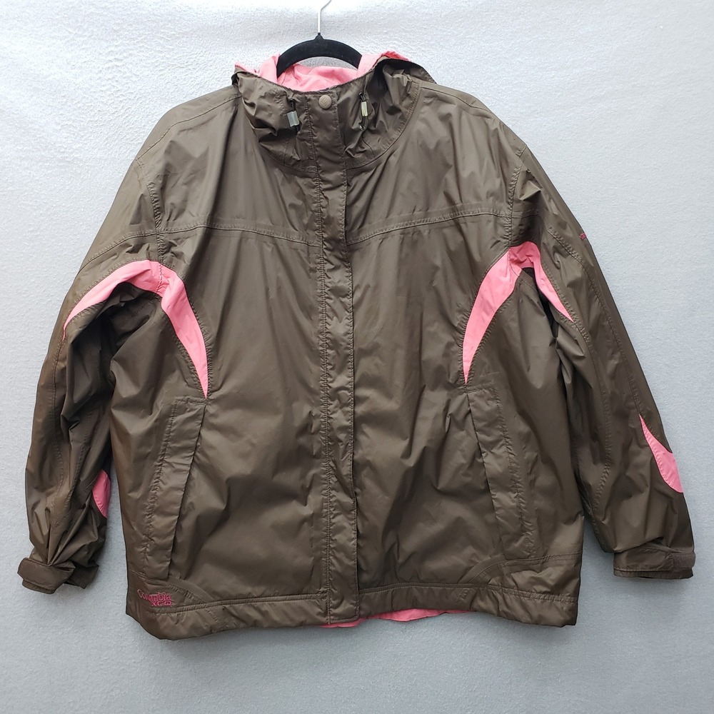 Columbia Storm Dry Hooded Softshell Jacket Brown Pink Gorpcore Winter Size 1X